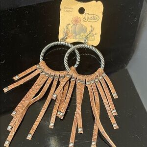 Justin Boots Genuine Leather Fringe Earrings